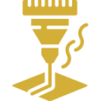 3D printing icon with yellow nozzle.